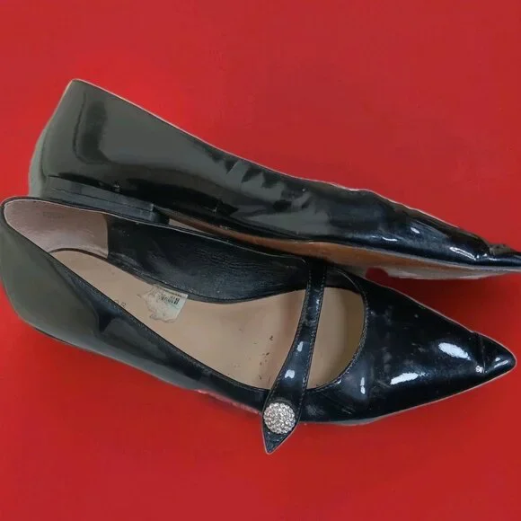 ANN TAYLOR Patent Leather MARY JANE Black FLATS Sz 8.5 M - Picture 4 of 15